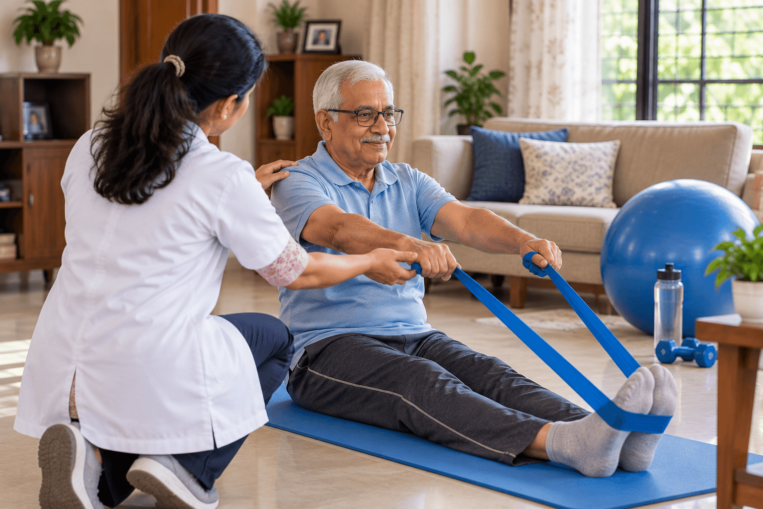 Patient following a home exercise program